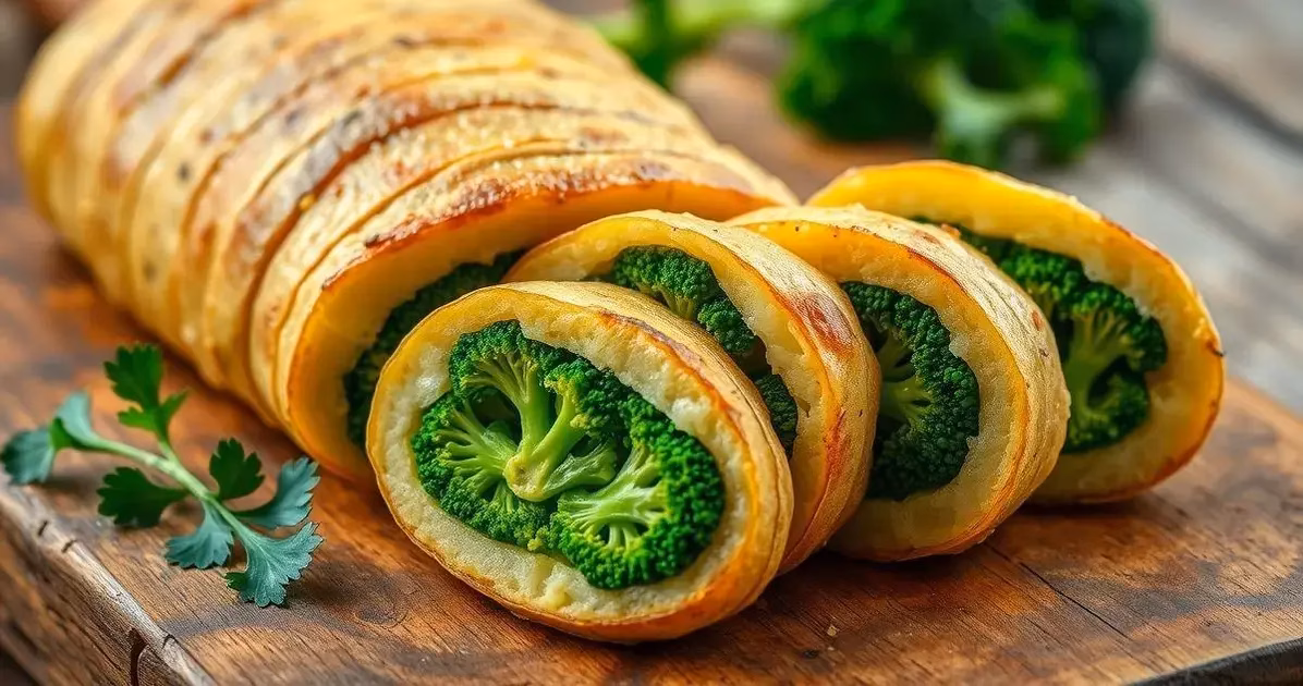 receita de rocambole de batata com recheio de brócolis