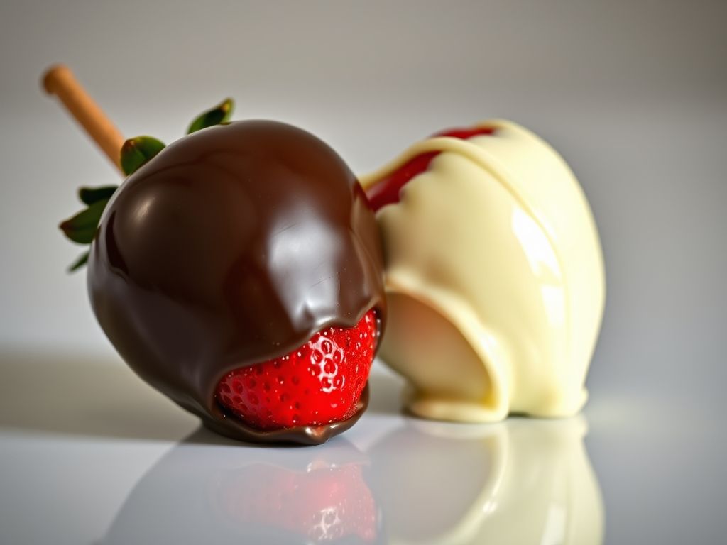 Morango do amor banhado em chocolate preto e branco.